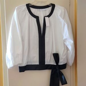 New with tags New York & Company puffy shirt with faux leather